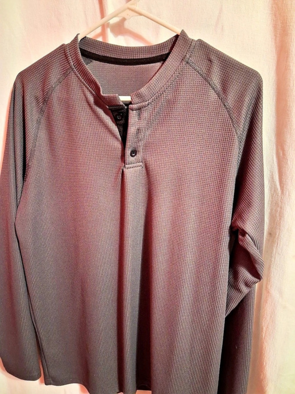 Men's Textured Long Sleeve Pullover, Grey Like New